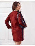 Пряме плаття в смужку Plus Size бордове FI585 - Інтернет-магазин - Бутік